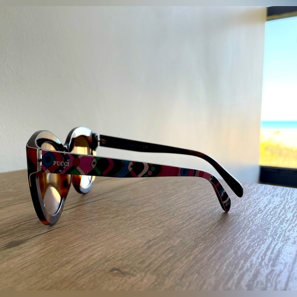 New! Emilio Pucci EP 98 52F 51 23 140*2 Tortoise Shell Pucci Print Sunglasses main image 12